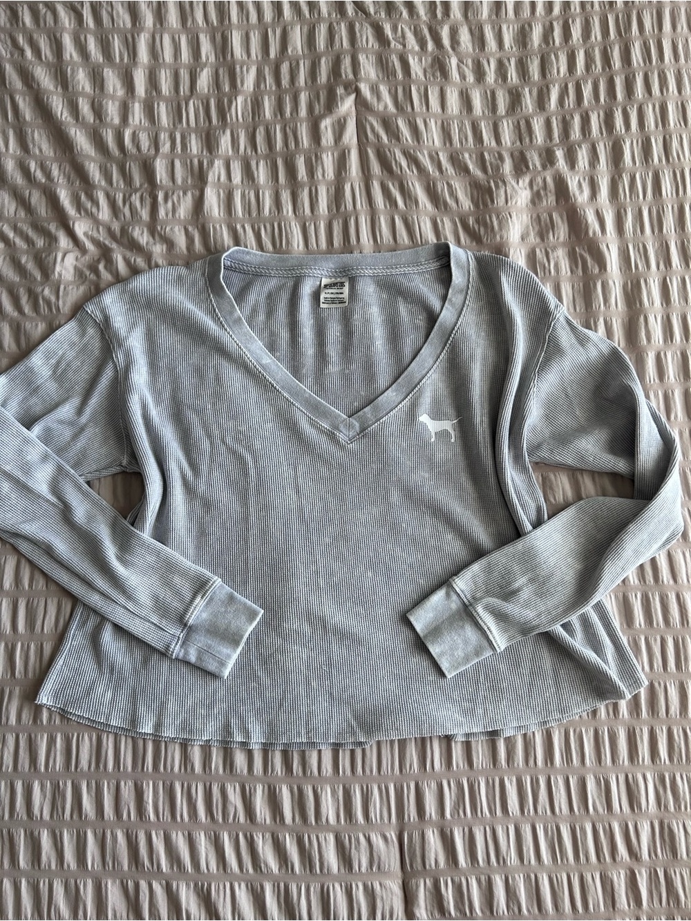 Victoria's Secret PINK Grey Waffle Knit Long Sleeve (S)
